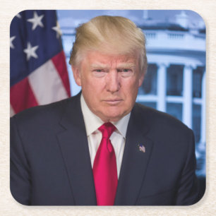 Porta-copo De Papel Quadrado Retrato Presidencial Oficial de Donald Trump