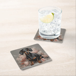 Porta-copo De Papel Quadrado Retratos de Raça de Cachorro Flor 2