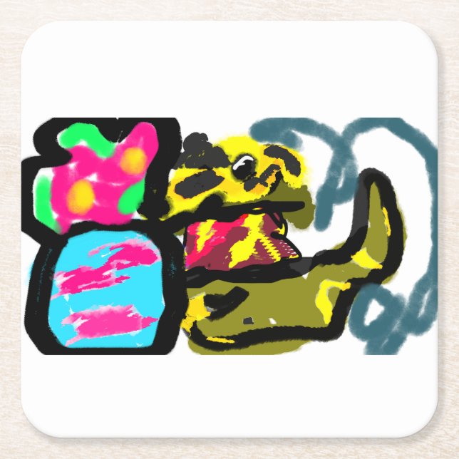 Porta-copo De Papel Quadrado Retriever de ouro e primavera (Frente)