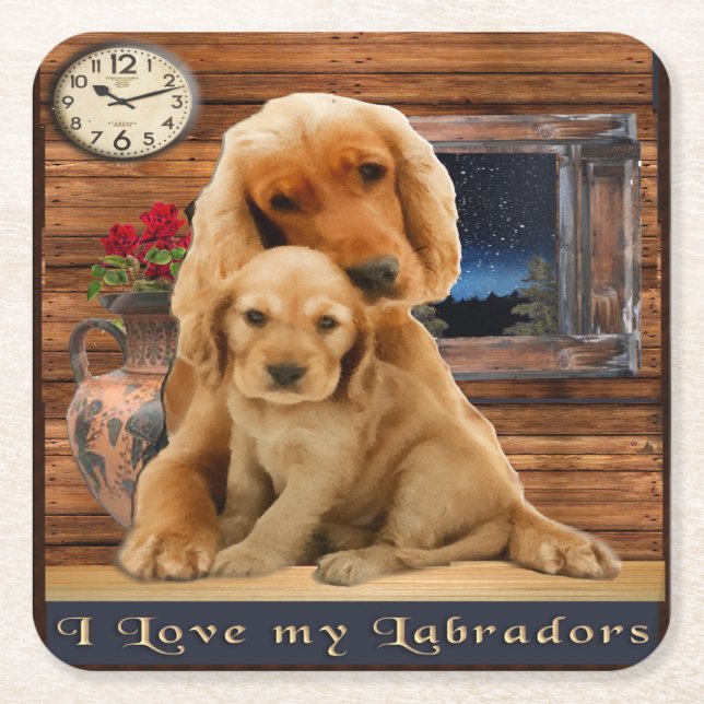 Porta-copo De Papel Quadrado Retriever Labrador (Frente)
