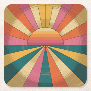Porta-copo De Papel Quadrado Retro 70s Conjunto de Portas copos do Sunset