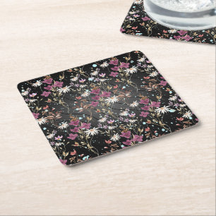 Porta-copo De Papel Quadrado Retro Boho Elegant Wildflower