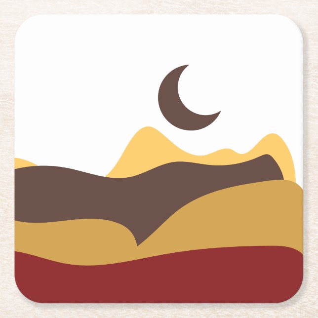 Porta-copo De Papel Quadrado Retro Boho Moon (Frente)