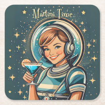 Retro Futurista Garota Astro Tempo de Martini