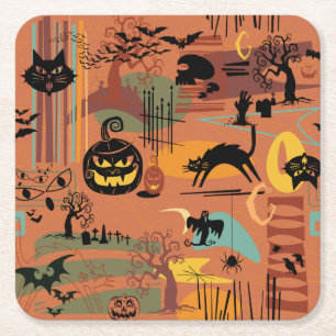 Porta-copo De Papel Quadrado Retro Halloween O'Rama