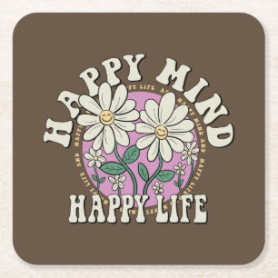 Porta-copo De Papel Quadrado Retro Happy Miney Happy Life