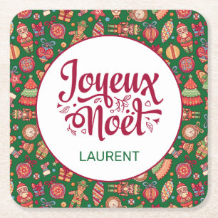 Porta-copo De Papel Quadrado Retro Joyeux Noel Personalizado