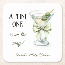 Porta-copo De Papel Quadrado Retro Minimalist A Tini One Martini Baby Shower