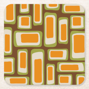 Porta-copo De Papel Quadrado Retro Moderno Abstrato de Meados do Século