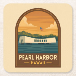 Porta-copo De Papel Quadrado Retro Viagem Vintage Pearl Harbor Memorial Havaí