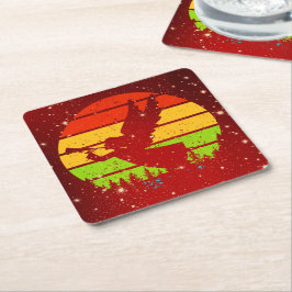 Porta-copo De Papel Quadrado Retro Vintage Sunset Angel com Horn