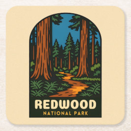 Porta-copo De Papel Quadrado Retro Vintage Travel Redwood National Park Nature