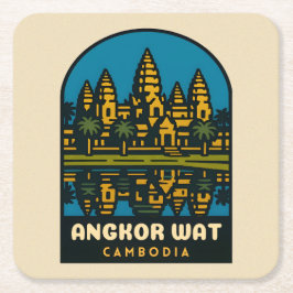 Porta-copo De Papel Quadrado Retro Vintage Viagem Angkor Wat Camboja 
