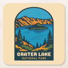 Porta-copo De Papel Quadrado Retro Vintage Viagem Parque Nacional Lago Cratera