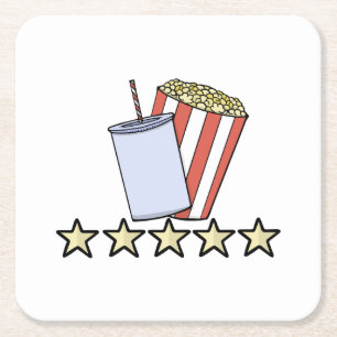 Porta-copo De Papel Quadrado Revisão de Filme de Pipoca de Bebida Personalizada