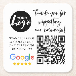 Porta-copo De Papel Quadrado Revisões do Google Obrigado Logotipo Código QR