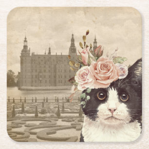 Porta-copo De Papel Quadrado Rico Cat & The Castle