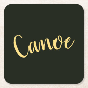 Porta-copo De Papel Quadrado Rico Script "Canoe" Fundo Verde Escuro Floresta Pr