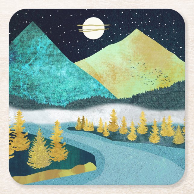 Porta-copo De Papel Quadrado Rio ouro (Frente)