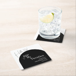 Porta-copo De Papel Quadrado RIP 20s Hello 30s 30th birthday party