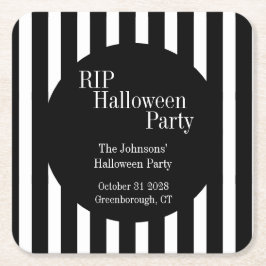 Porta-copo De Papel Quadrado RIP Halloween Black and White Stripe Party