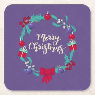Porta-copo De Papel Quadrado Riqueza de Natal