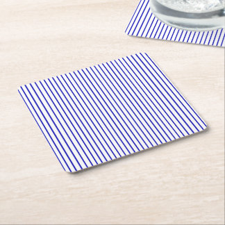 Porta-copo De Papel Quadrado Riscas brancas azuis escuro
