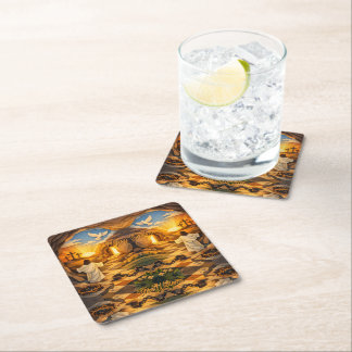 Porta-copo De Papel Quadrado Risen Jesus Empty Tomb 3D Papercut Easter