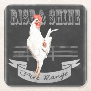 Porta-copo De Papel Quadrado Rising & Shine Rooster