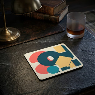 Porta-copo De Papel Quadrado Risógrafo geométrico de retrô-safra, risoprint