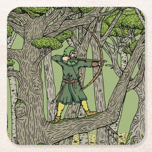 Porta-copo De Papel Quadrado Robin Hood (Frente)