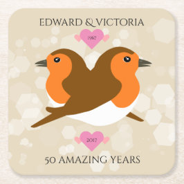 Porta-copo De Papel Quadrado Robins europeus aves selvagens todos os anos