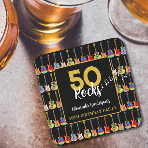 Porta-copo De Papel Quadrado Rock and Roll 50th Festa de aniversário Personaliz