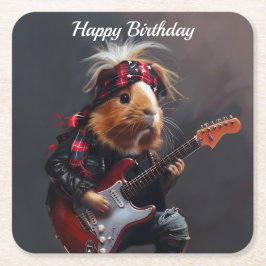 Porta-copo De Papel Quadrado Rock n Roll Guiné Pig Birthday