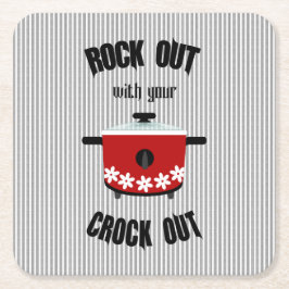 Porta-copo De Papel Quadrado Rock Out com seu Crock Out Vermelho Listra Preta