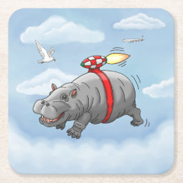 Porta-copo De Papel Quadrado Rocket Hippo Birthday