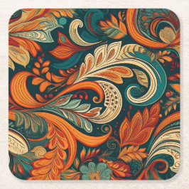 Porta-copo De Papel Quadrado Rodela de Paisley