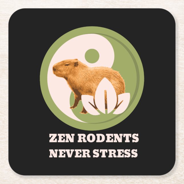 Porta-copo De Papel Quadrado Roedores Zen Nunca Estressam Humor do Capivara (Frente)