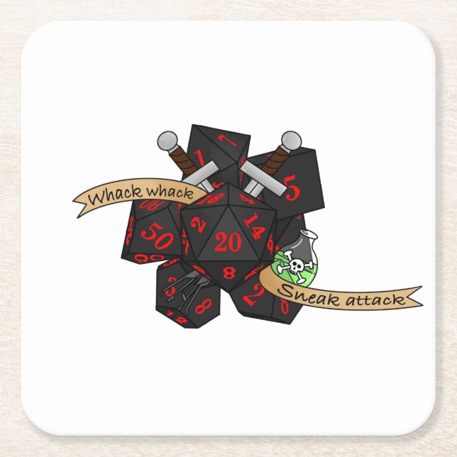 Porta-copo De Papel Quadrado Rogue Dice Design (Frente)
