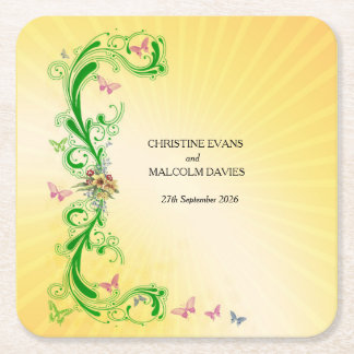 Porta-copo De Papel Quadrado Rolamentos e Borboletas