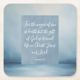 Porta-copo De Papel Quadrado Romanos 6:23 Verso de Bíblia Personalizável