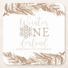 Porta-copo De Papel Quadrado RORY Boho Beige Winter Wonderland Primeiro Anivers