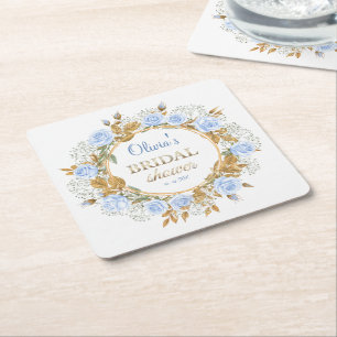 Porta-copo De Papel Quadrado Rosa Azul Dourada Noiva