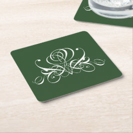 Porta-copo De Papel Quadrado Rosa Branco e Verde
