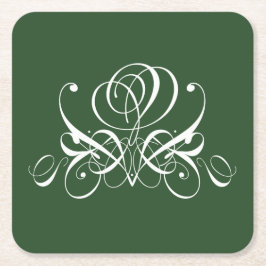 Porta-copo De Papel Quadrado Rosa Branco e Verde