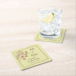 Porta-copo De Papel Quadrado Rosa - Casamento Amarelo Celestial