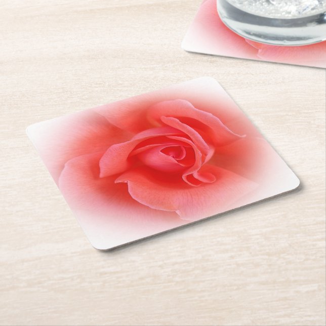 Porta-copo De Papel Quadrado rosa coral rosa (Inclinado)