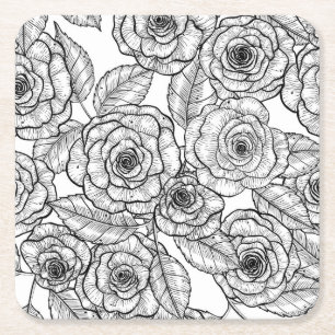 Porta-copo De Papel Quadrado Rosa desenhado à mão
