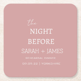 Porta-copo De Papel Quadrado Rosa Dusty Na Noite Antes Do Janto De Ensaio