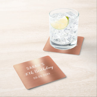 Porta-copo De Papel Quadrado Rosa Gold Foil Elegante A Qualquer aniversário de